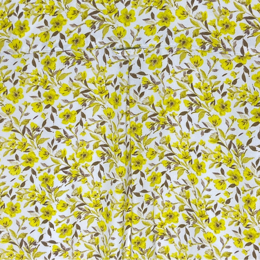 Imperfect yellow floral pocket dress vneck pointed collar lined bright bohemian - Picture 13 of 16